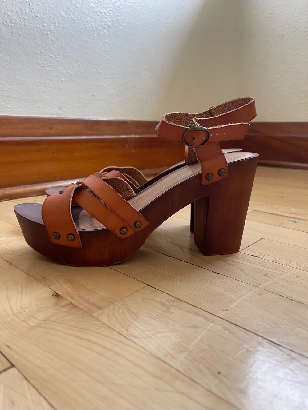 Madden Girl Bamboo and Leather Heels